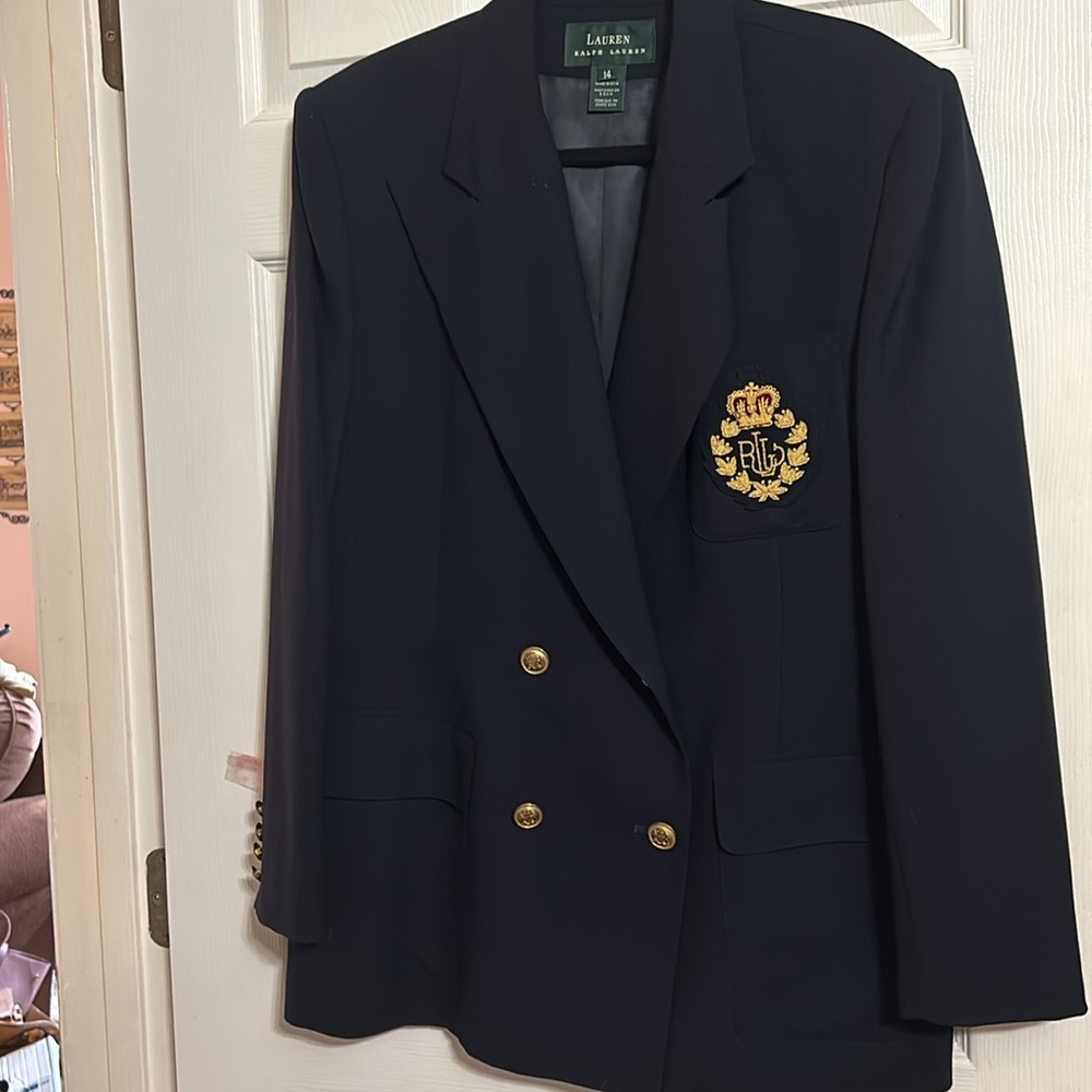 Lauren Ralph Lauren Wool Navy Blue Jacket Size 14 - Picture 7 of 13